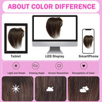 Hair Toppers for Women Real Human Hair 3D Cover Topper with Bangs Hair Extensions Clip in Bangs for Daily Wear Dark Brown #2 Color