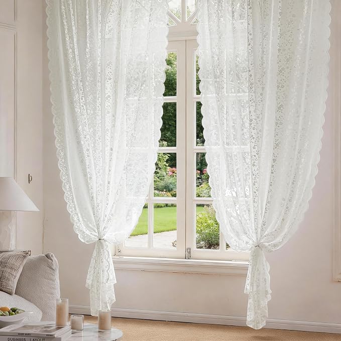 Anmao Vintage Lace Sheer Curtains 72 Inches Long - Image 7