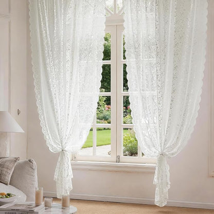 Anmao Vintage Lace Sheer Curtains 45 Inches Long - Image 7
