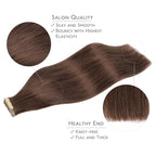 WENNALIFE Tape in Hair Extensions Human Hair, 20pcs 50g 16 inch Chocolate Brown Remy Hair Extensions Straight Human Hair Tape in Extensions Skin Weft Tape Extensions Human Hair