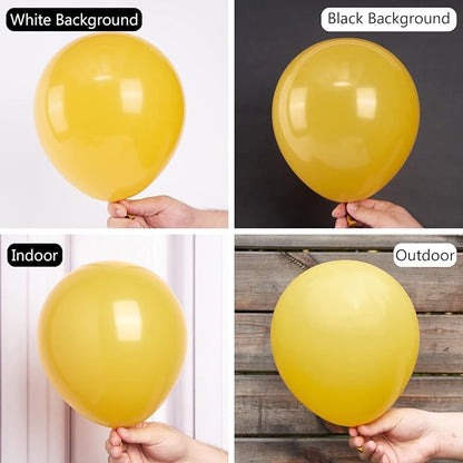 PartyWoo Mustard Yellow fall Latex Helium Birthday Balloons 50pcs | 12 Inch - Image 2