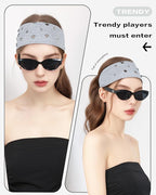 Grommet Headband for Women, Little Star Grey 23cm Hollow Out Elastic Hair Band, Eyelets Punk Grunge Stylish Hairband