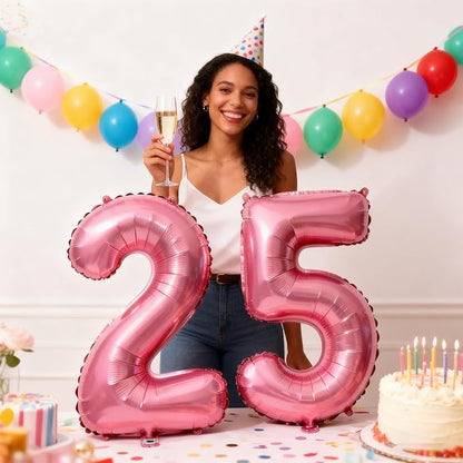 Pink Number 25 Balloons 40 Inch Giant Pink 25 Foil Mylar Balloons - Image 5