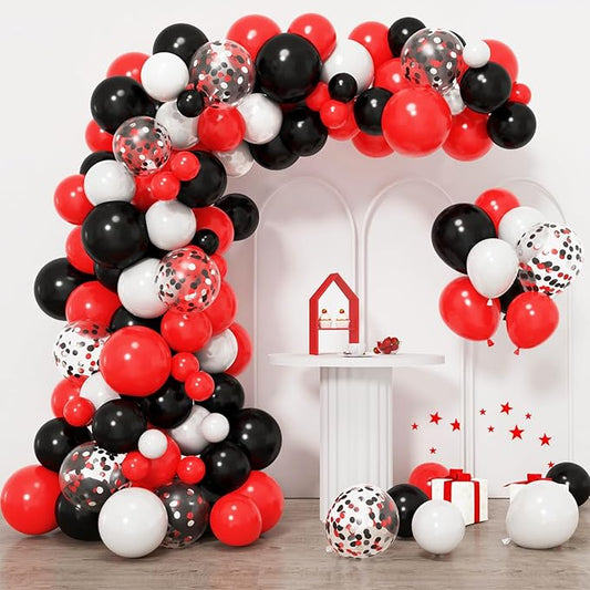 RUBFAC Balloon Arch kit Red Black White Balloons Confetti Garland 129pcs | by RUBFAC