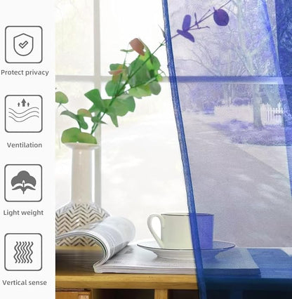 SpaceDresser Basic Rod Pocket Sheer Voile Window Curtain Panels Sapphire 1 Pair - Image 6