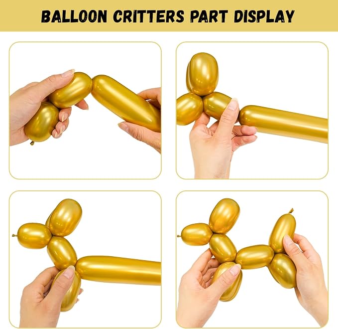 100PCS Metallic Gold Long Balloons - Image 4