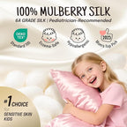 OLESILK 100% Mulberry Silk Toddler Pillowcase for Hair and Skin, Both Sides 19 Momme Pure Natural Silk Travel Pillow Cases with Hidden Zipper, 13"x 18", Pink