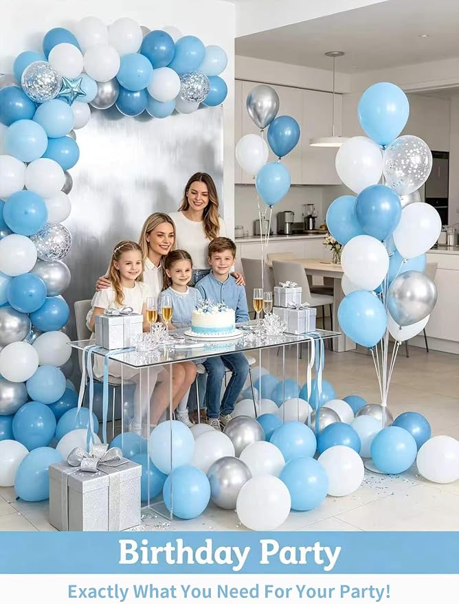 Light Blue Balloons 12 Inch 60 Pcs Pastel Baby Sky Blue Latex Balloons - Image 8