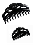 Solid Black Claw Clips for Women Large and Medium Size Neutral Butterfly Hair Clips Basic Non-Slip Hair Styling Accessories 2pcs in Set(Arc-Black)
