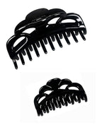 Solid Black Claw Clips for Women Large and Medium Size Neutral Butterfly Hair Clips Basic Non-Slip Hair Styling Accessories 2pcs in Set(Arc-Black)