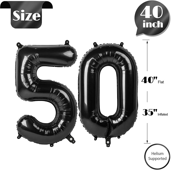 Black Number 50 Balloon 40 Inch - Image 5