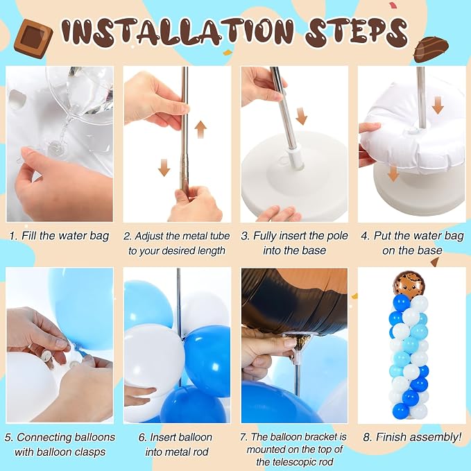 Jenaai 2 Set 163 Pcs Cookie Party Balloons Column Stand Kit Chocolate Chip - Image 4