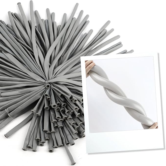 Party Balloons - Gray 260 Long Balloons - Image 4