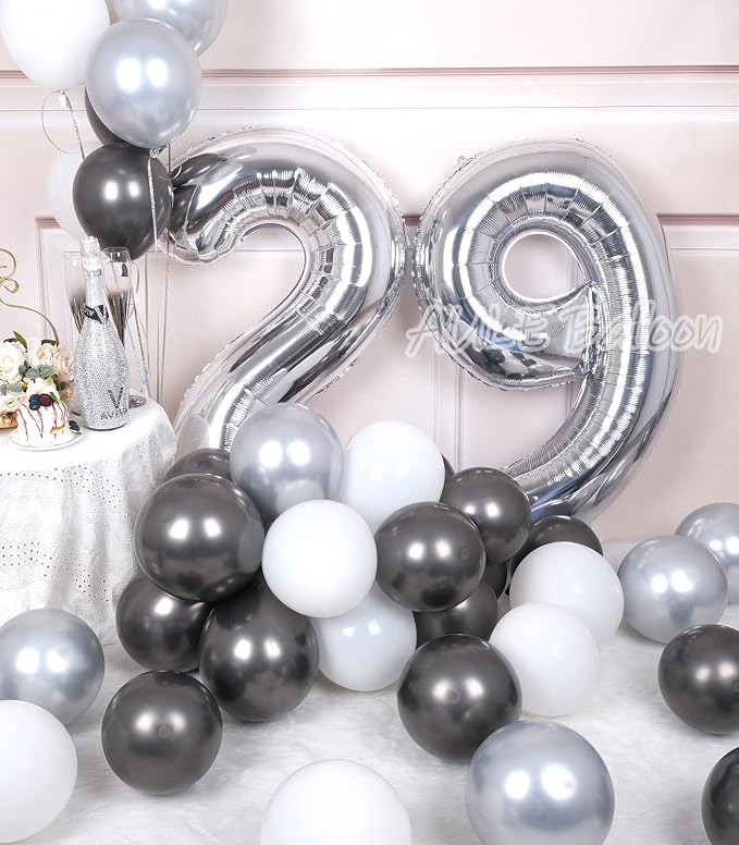 AULE 40 Inch Silver 29 Balloon Number Foil 0-9 Birthday Big Numbers | Birthday - Image 3