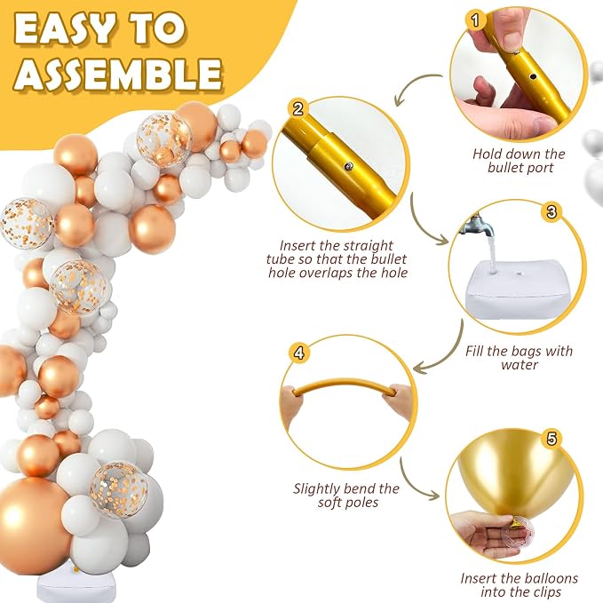 OurWarm 9.35Ft & 6Ft Gold Balloon Arch Stand, Free Bending Shape Balloon Arch - Image 5