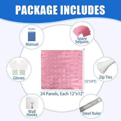 Ozikutech 24 Pcs Pink Shimmer Wall Backdrop Panels - Image 2