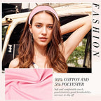 4PCS Floral Headbands for Women Trendy Wide Head Bands for Women's Hair Non Slip Wraps Elastic Stretchy Bandanas Workout Hair Bands Fashion Hair Accessories Birthday Gifts for Valentines Pink