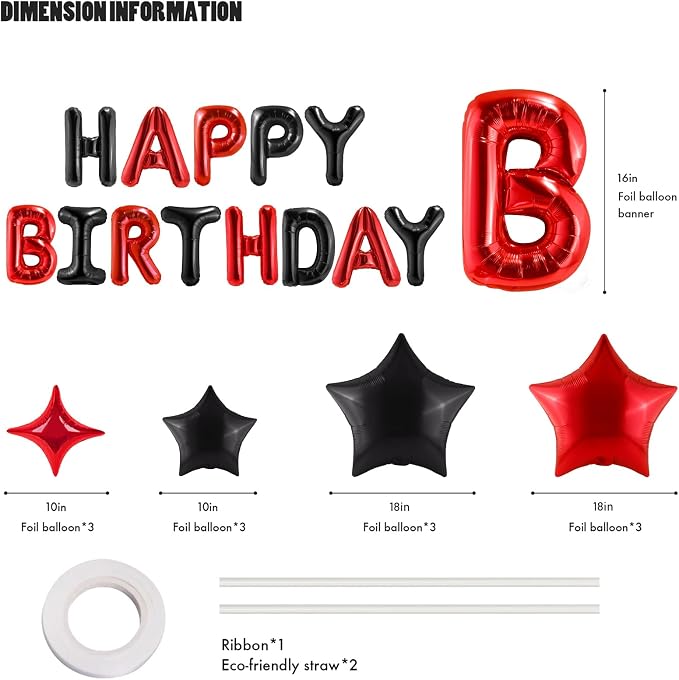 CANREVEL Happy Birthday Banner Decorations + 12Pcs Star Balloons, - Image 2