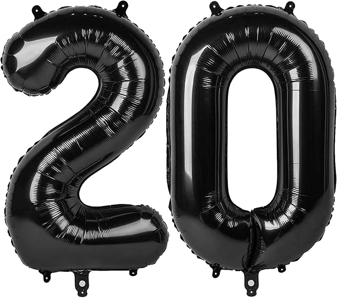 Number Balloons 20 Balloon Black by Enyeopd