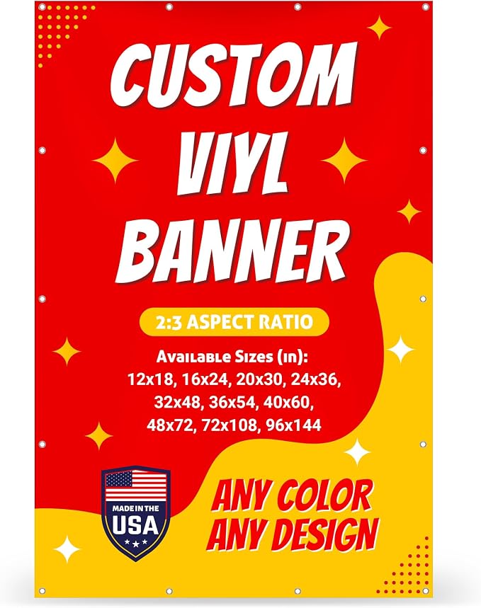 Custom Vinyl Banner with 150+ Sizes – Personalized Outdoor or Indoor Sign – Any by Unknown