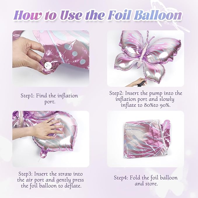 128pcs Pink Purple Butterfly Balloon Arch - Image 4