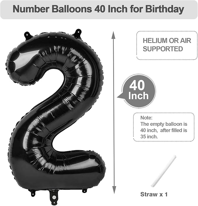 Numbers 10 Balloon 40Inch Black Balloons - Image 5