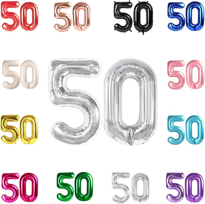 Silver Number 50 Balloon 40 Inch by IWERP