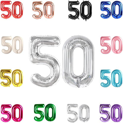 Silver Number 50 Balloon 40 Inch by IWERP