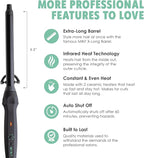 MINT Professional Clamp-Free Curling Wand 3/4 Inch for Long Hair | Extra Long Curl Wand 4-Heater Ionic Ceramic Tourmaline Barrel | Best Curling Wands | Adjustable 230-430°F | Worldwide Dual Voltage