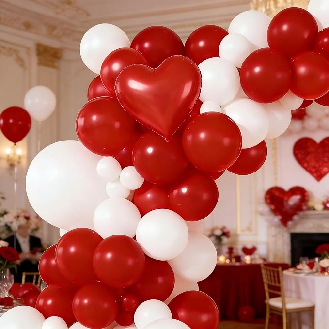 Red White Balloon Garland Arch Kit - Image 4