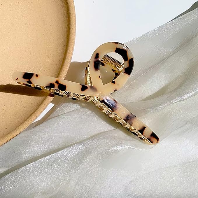 Big Hair Claw Clips Butterfly Hair Clips for Women 4.7" Large Acetate Metal Hair Claw Clip for Girls Hair Accessories for Long Thick Hair (Light leopard)