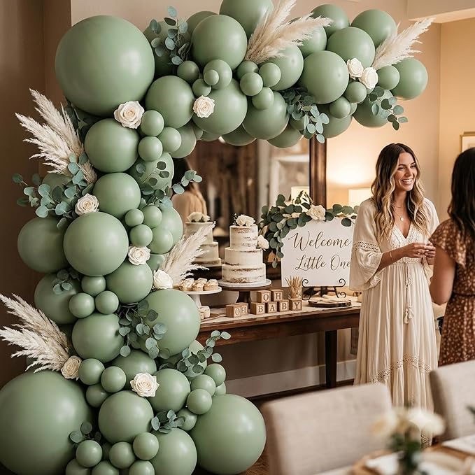 96Pcs 5/10/12/18 Inch Matte Sage Green Latex Balloon Garland Arch Kit | Olive - Image 5