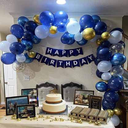 Navy Blue Gold Party Balloons - Image 5