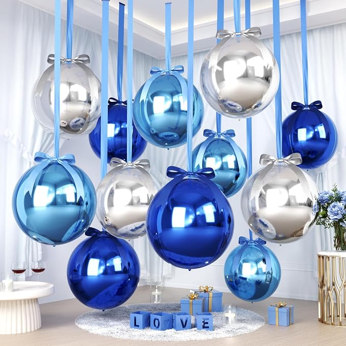 Blue and Silver Round Foil Balloons by FunHot