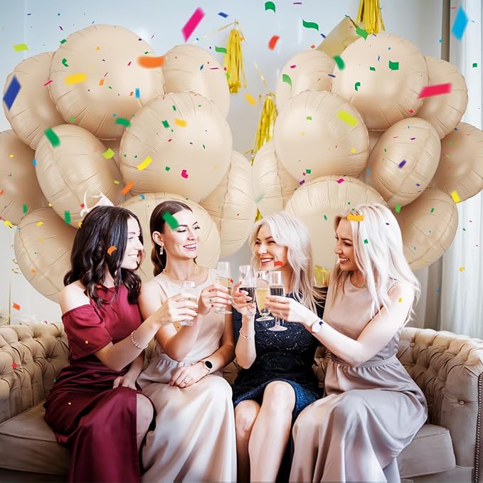 20PCS Nude Round Shaped Balloons, 18inch Retro Apricot Giant Round Aluminum - Image 6