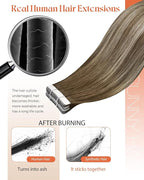 Sunny Hair Tape in Hair Extensions Human Hair 14 Inch Hair Extensions Real Human Hair Tape in Extensions for Women Cool Brown to Light Brown Balayage Blonde Invisible Remy Hair Skin Weft 20Pcs 50g