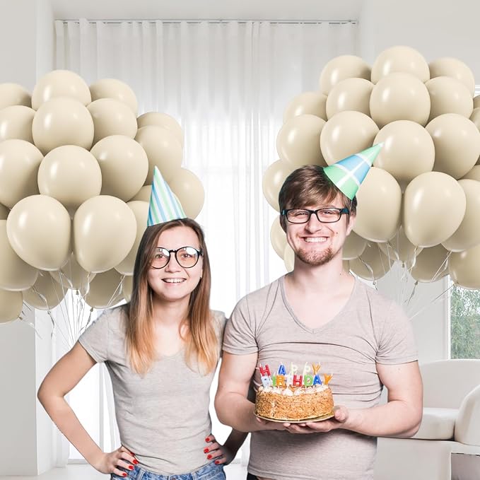 Sand White Balloons 12 inch, Cream Beige Latex Balloons 50pcs Party Balloon - Image 5