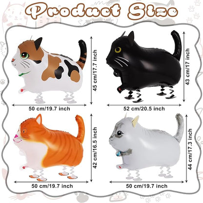 4 Pcs Walking Cat Balloons, Cat Balloons, Walking Animal Foil Mylar Balloon - Image 2