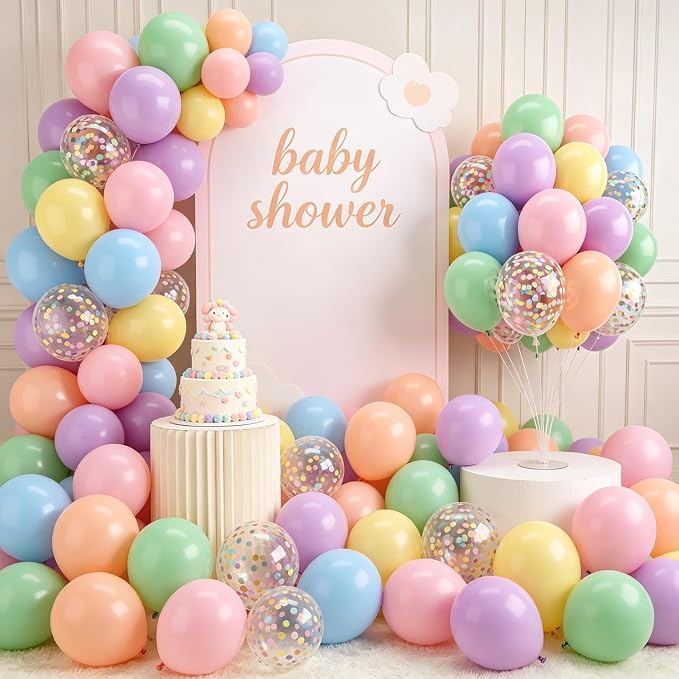 Zesliwy Pastel Colorful Balloons Set, Party Decorations | Pastel Rainbow Balloon - Image 4