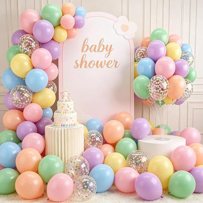 Zesliwy Pastel Colorful Balloons Set, Party Decorations | Pastel Rainbow Balloon - Image 4