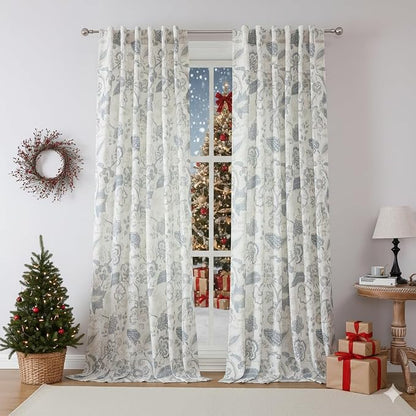 Kayne Studio Blue Grey Floral Botanical Rod Pocket Light Filtering Curtains | - Image 9