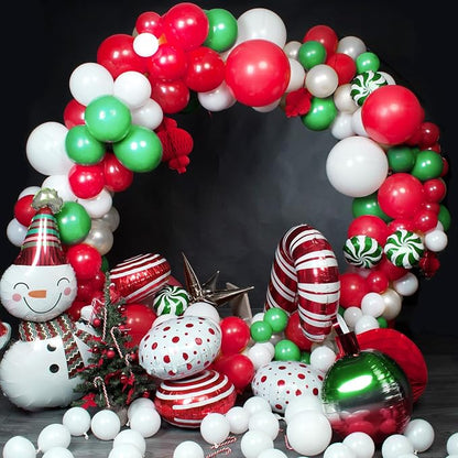 TecUnite 100 Pcs Red Green White Latex Balloons 13 Inch Colorful Round Balloons - Image 2