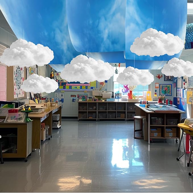 VioraWhite 13 Pcs Blue Sky White Cloud Ceiling Decor Include 12 x 2 ft - Image 6