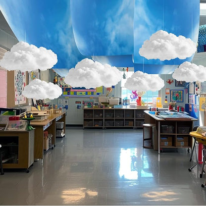VioraWhite 13 Pcs Blue Sky White Cloud Ceiling Decor Include 12 x 2 ft - Image 6