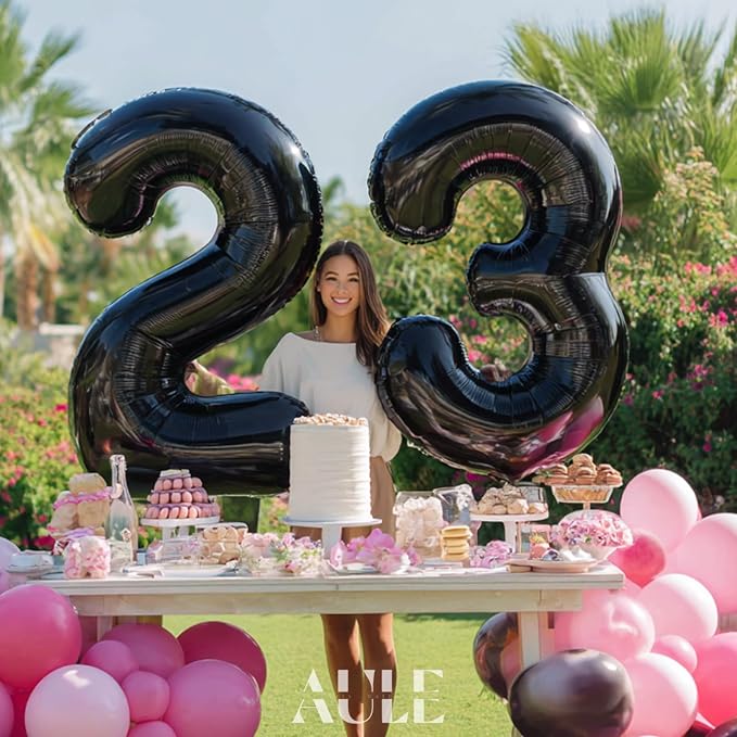 AULE 40 Inch Black Number Balloon 23 Foil 0-9 Birthday Big Numbers | Birthday - Image 4