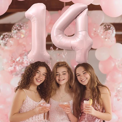 40 Inch Light Pink Number 14 Balloon 0-9 14th Foil Big Giant | Digital - Image 3