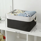 TheWarmHome Storage Basket for Organizing - Large 3 Pack 15.7x11.8x8.3 inch Collapsible Storage Bin for Shelves with Handles Laundry Cube Toy Closet Nursery (Whiet & Black)
