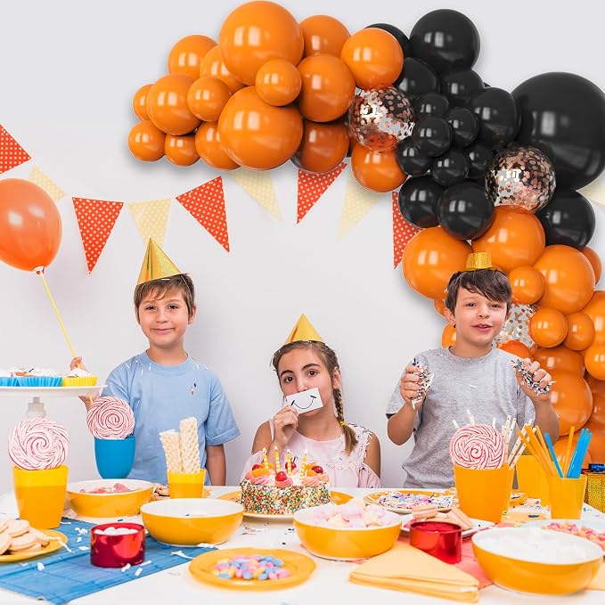 Orange and Black Balloons Arch Kit, Different Sizes Orange Balloons - Image 7