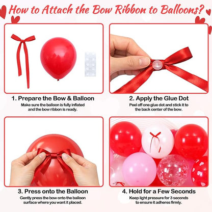 60 Pcs Pink and Red Balloons, 12 Inch Red Heart Printed Latex Balloon, Pastel - Image 9