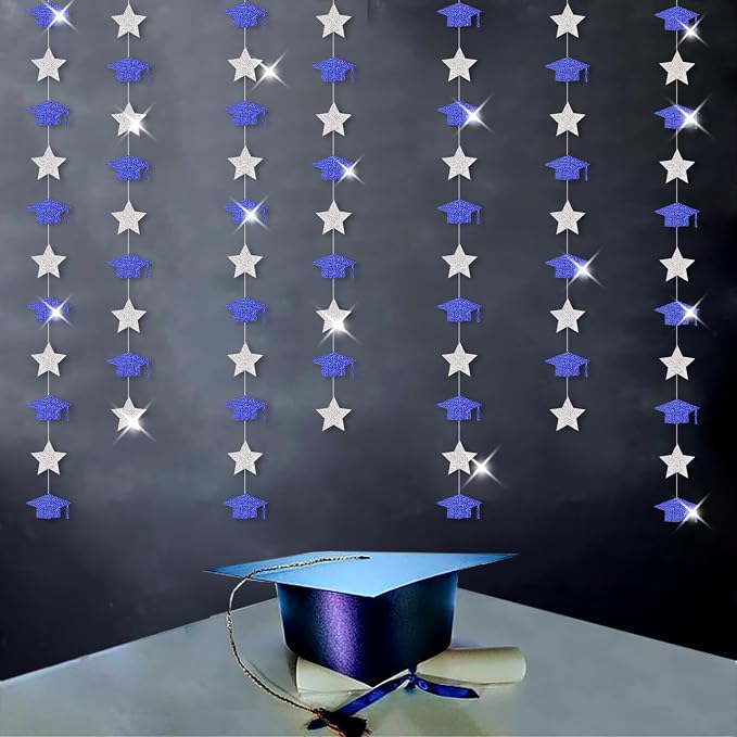 Navy-Blue Silver Graduation-2026 Class Party-Decorations by OURUOLA